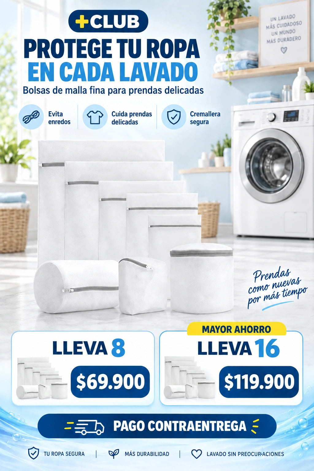 Set x8 Bolsas Malla Fina Para Lavar Ropa